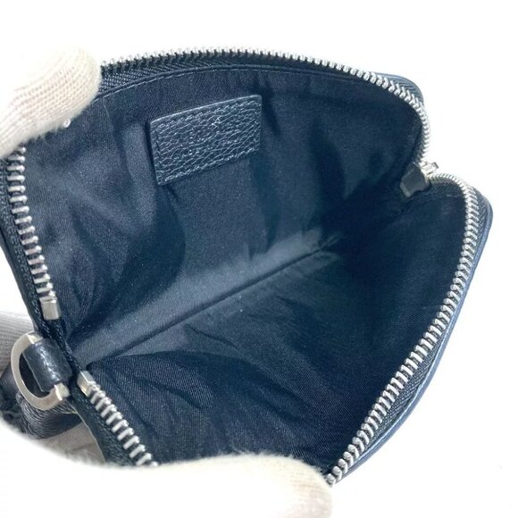 VERSACE Large logo Wallet Coin Compartment Zip Around coin purse Leather Black - Picture 13 of 14